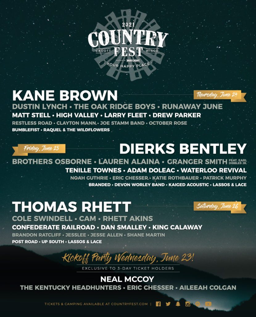 Country Fest Announces 2021 Lineup for Cadott, WI Live Music Festival