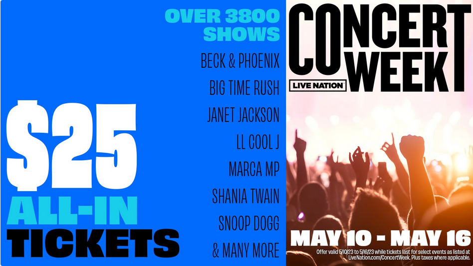 $25 Concert Tickets From Live Nation