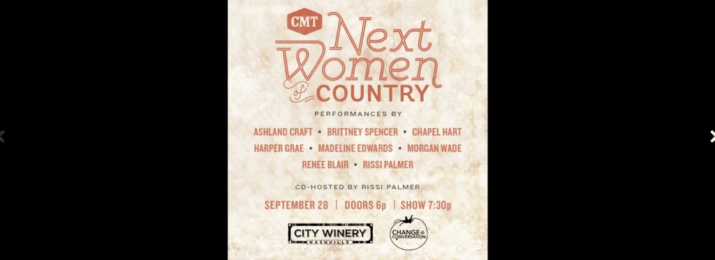 CMT announces line-up for second “Next Women of Country” showcase on Wednesday, September 28th at City Winery Nashville
