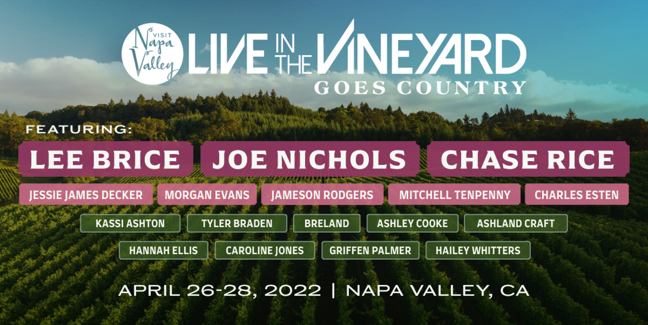 Chase Rice, Joe Nichols, & Lee Brice Announced for Live In The Vineyard