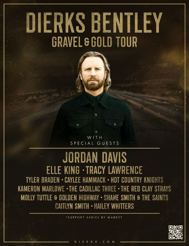 Dierks Bentley has revealed details around his upcoming 28-city “Gravel and Gold Tour” beginning June 1.