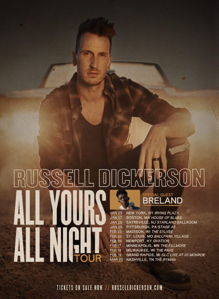 Russell Dickerson Announces 2022 Headlining Tour